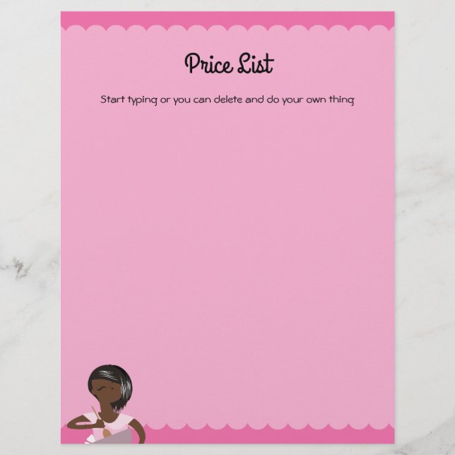 African American home bakery price list flyer (Back)