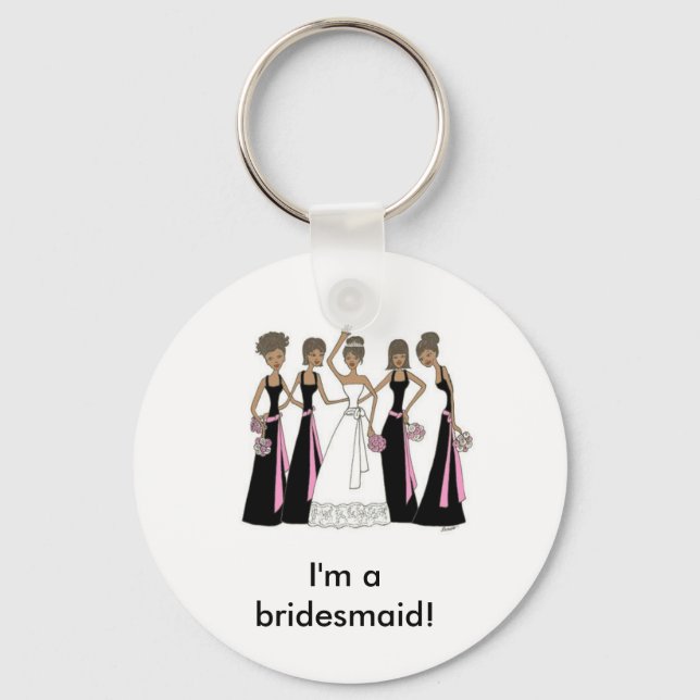 African American -  I'm a bridesmaid! Keychain (Front)