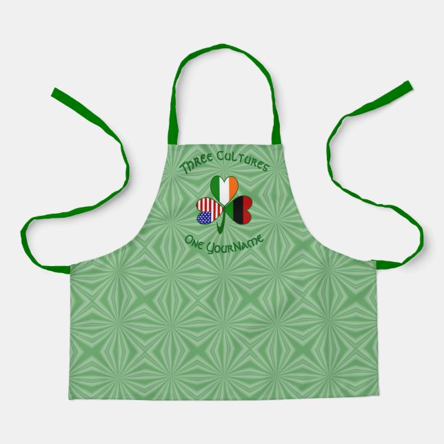 African American Irish Shamrock Flag Personalized  Apron (Front)