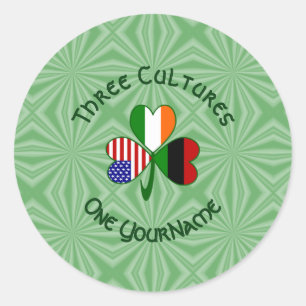 African American Irish Shamrock Flag Personalized  Classic Round Sticker