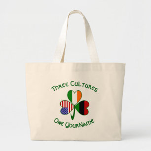 African American Irish Shamrock Flag Personalized Large Tote Bag