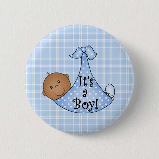 African American It's a Boy 2 Inch Round Button (Front)