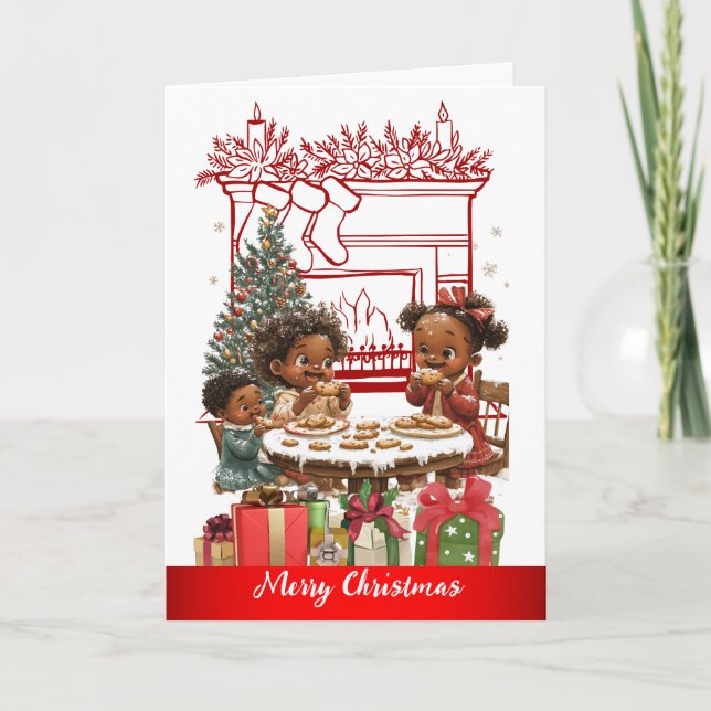 African American Kids Christmas Card (Front)