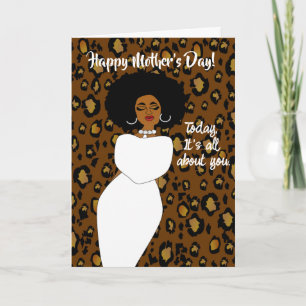African American Lady Leopard Mother's Day Card