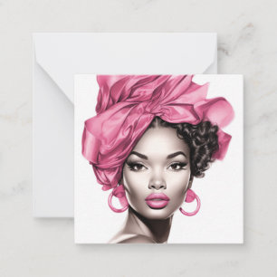 African American Lady with Pink Highlights Card