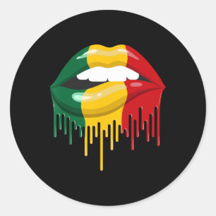 African American Lips Women Girls Classic Round Sticker