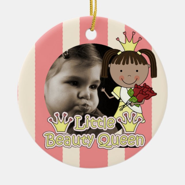 African American Little Beauty Queen Ornament (Front)