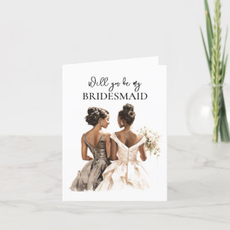 African American Lovely Women Bridesmaid Proposal  Card
