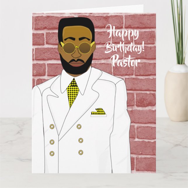 African American Male Pastor's Birthday Card (Front)