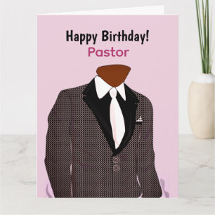 African American Man in Suit Pastor's Birthday Card