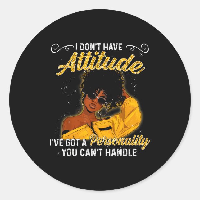 African American Melanin Queen Black Girl Magic Af Classic Round Sticker (Front)