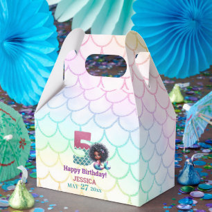 African American Mermaid 5Th Birthday  Favor Box