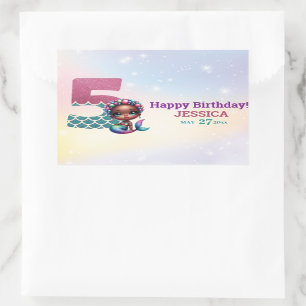 African American Mermaid 5Th Birthday  Sticker