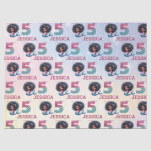 African American Mermaid 5Th Birthday Tissue Paper