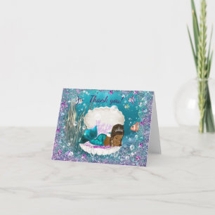 African American Mermaid Baby Shower Thank You Card