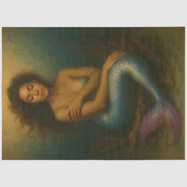 African American Mermaid Decoupage  Tissue Paper (Front)