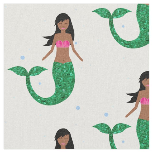 african american mermaid fabric (Close Up)