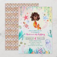 African American Mermaid Party Invitation