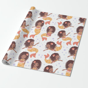 African American Mermaid Pattern Wrapping Paper