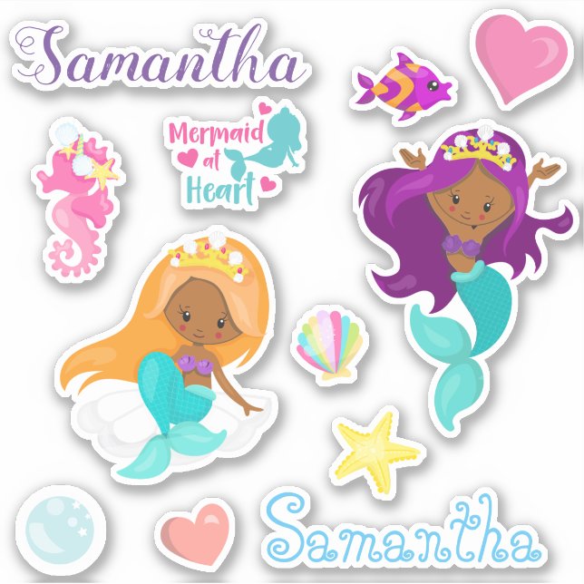 African American Mermaid Personalized set (Front)