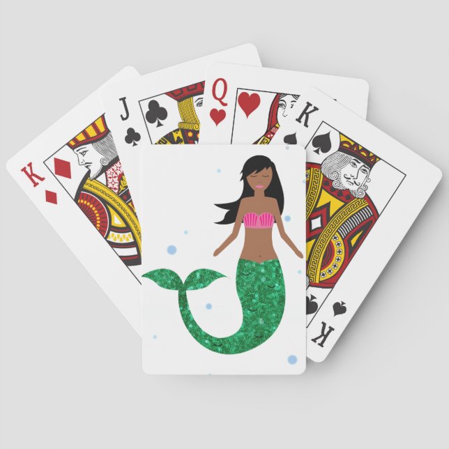 african american mermaid playing cards (Back)