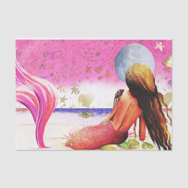 African American Mermaid Tissue Tissue Paper (Front)