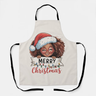 African American Merry Christmas African Black  Apron