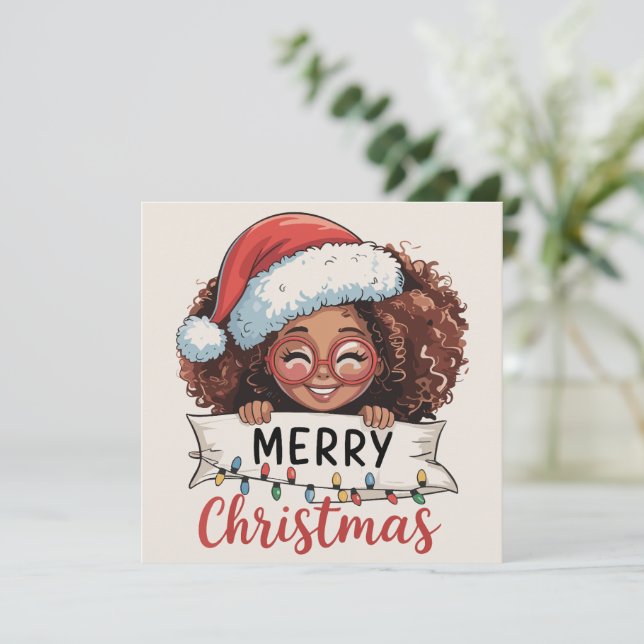 African American Merry Christmas African Black  Holiday Card (Standing Front)