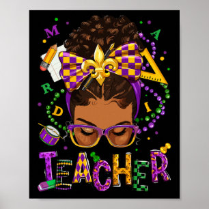 African American Messy Bun Mardi Gras New Orleans  Poster