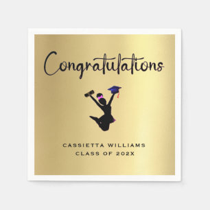 African American Modern Gold Graduation Napkin
