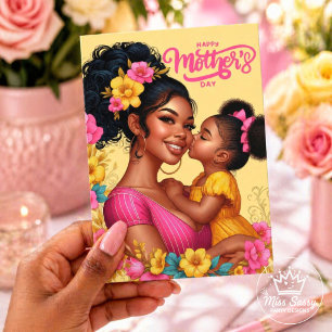 African American Mom & Daughter Happy Mother's Day Card