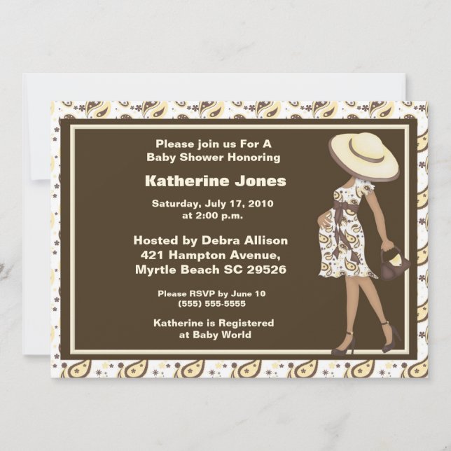 African American Mom to Be Baby Shower Invitation (Front)
