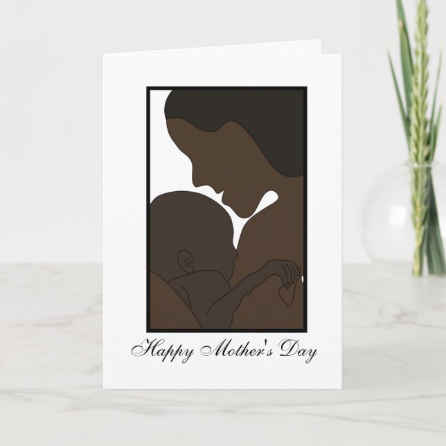 african american mom with new baby illustration card (Front)