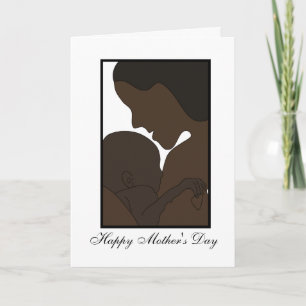 african american mom with new baby illustration card