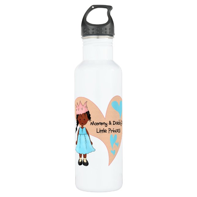 African American Mommy and Daddy's Princess 710 Ml Water Bottle (Front)