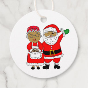 African-American Mr and Mrs Santa Claus to and fro Favour Tags