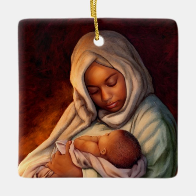 African American Nativity Art Christmas Ornaments (Front)