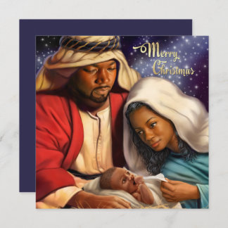 African American Nativity Art Flat Christmas Cards