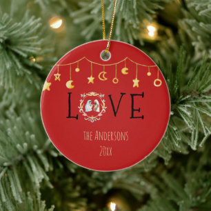 African American Nativity Christmas Card Ceramic Ornament