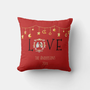 African American Nativity Christmas Card Throw Pillow