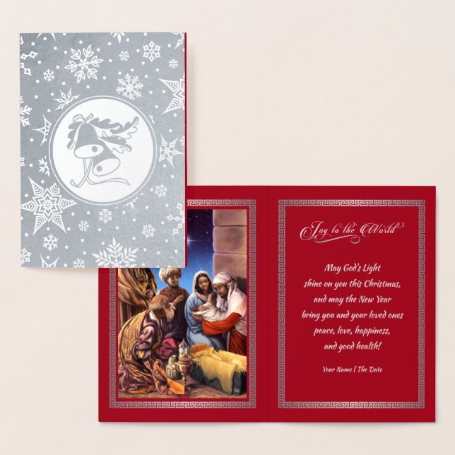 African American Nativity Scene Christmas Real Foil Card (Display)