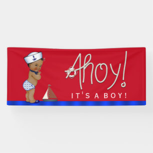 African American Nautical Baby Shower Banner