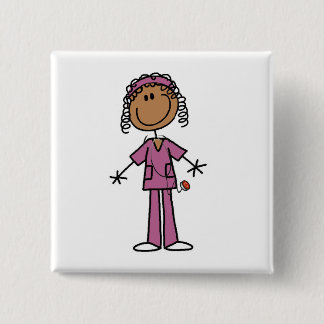 African American Nurse 2 Inch Square Button