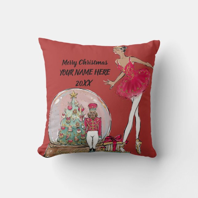 African American Nutcracker Ballet Dancer Ceramic  Throw Pillow (Front)