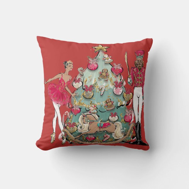 African American Nutcracker Ballet Dancer Throw Pillow (Front)