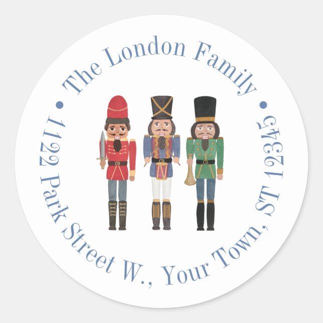 African American Nutcracker Return Address Classic Round Sticker (Front)