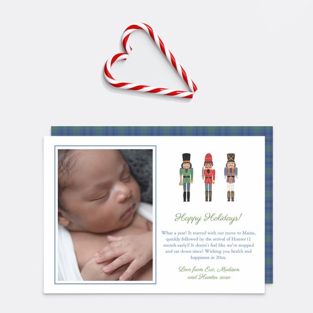 African American Nutcrackers Nostalgic Christmas Holiday Card (Holiday card design with African American nutcracker soldiers hand painted in watercolor)