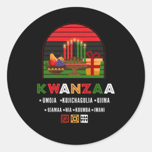 African American Or Kwanzaa Kinara Or Kwanzaa Cup Classic Round Sticker