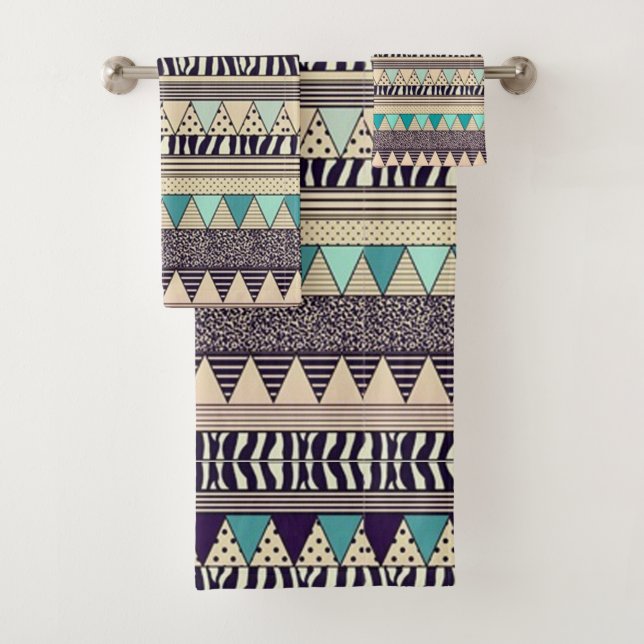 African American Pattern Bath Towel Set (Insitu)