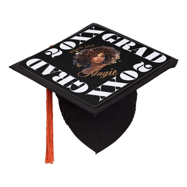 African American Personalized Graduation Cap Topper (Angled)